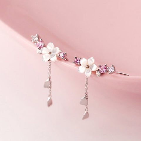 Flower Crystal Temperament Geometric Shiny Zircon Earrings Statement Earrings