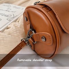Casual Solid Color Barrel-Shaped Bag PU Leather Designer Handbags