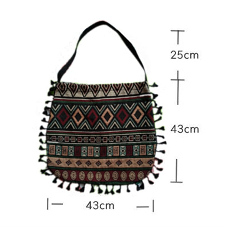 Vintage Bohemian Fringe Shoulder Bag Women Tassel Boho Hippie Gypsy