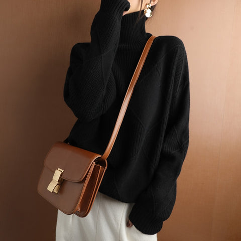 sweater women turtleneck sweater pure color knitted turtleneck pullover