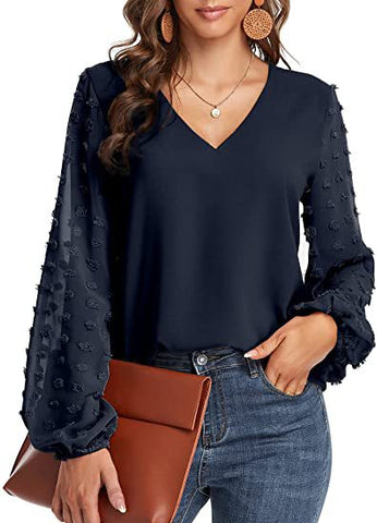 Solid Women Blouse Fashion V Neck Long Sleeve Elegant Office Work Shirts