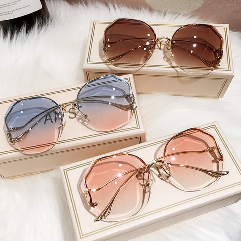 Irregular Round Sunglasses Women Brand Designer Gradient Fashion Sun Glasses