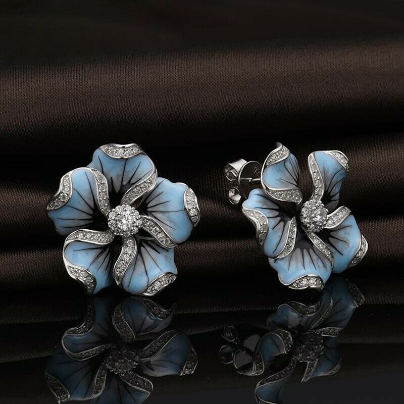 Flower Crystal Temperament Geometric Shiny Zircon Earrings Statement Earrings