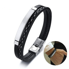 Trendy Men Leatherwear Weave Bracelet Leisure Color