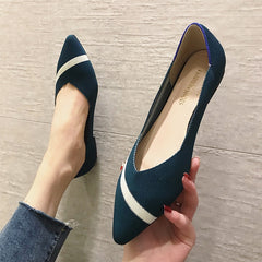 Woman Knit Pointed Flat Shoes Ballet Shoes Mixed Color
