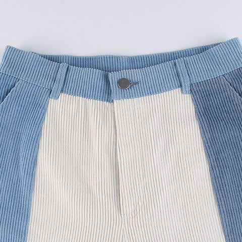 Y2k Corduroy Striped Patchwork Casual Pants High Waist Baggy Straight Trousers