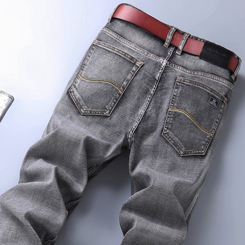 Stretch Regular Fit Jeans Business Casual Classic Style Fashion Denim Trousers