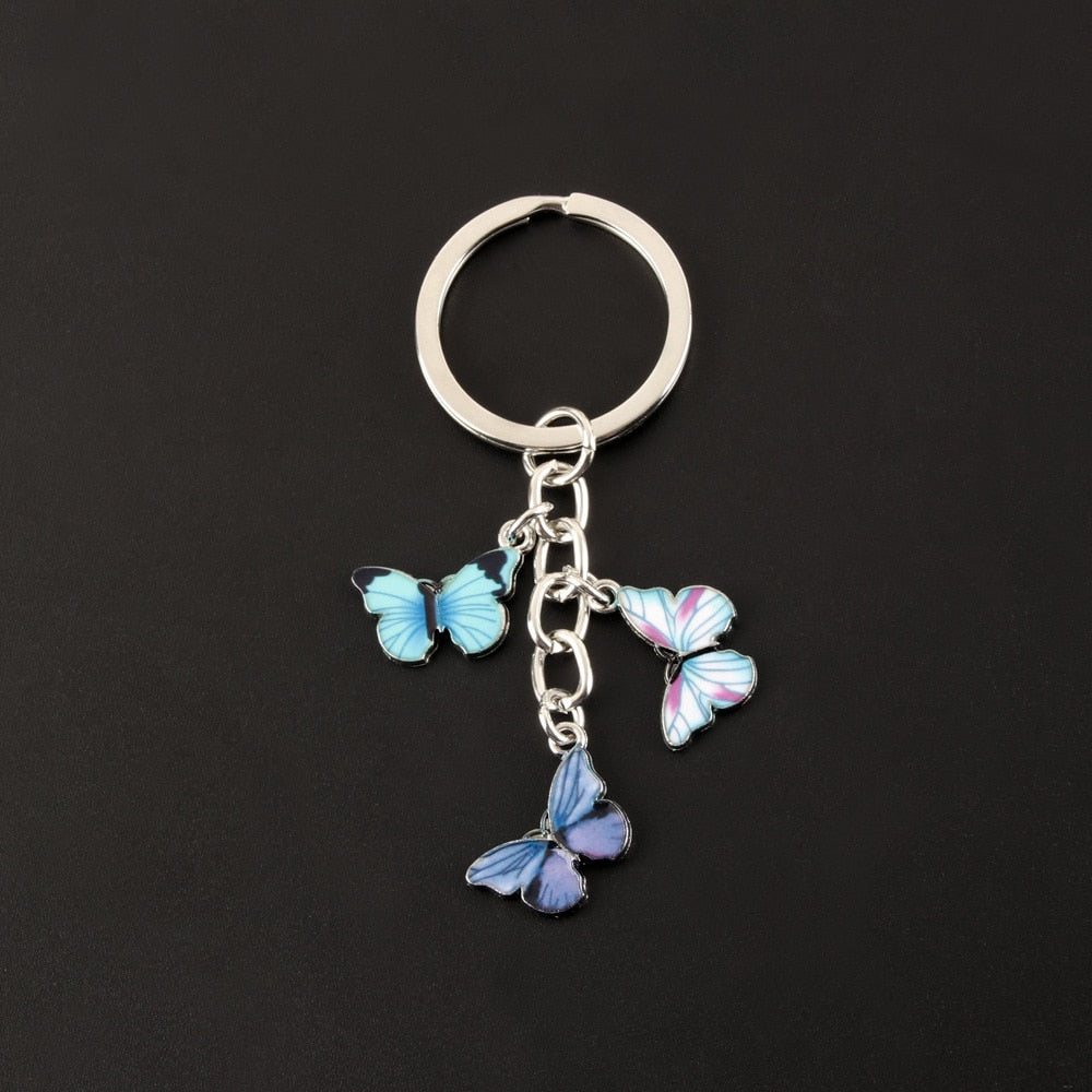 Colorful Enamel Butterfly Keychain Insects Car Key