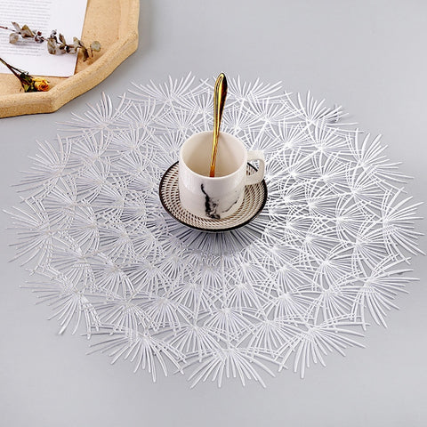 PVC Bronzing leaves Flower  Hollow Non-slip Kitchen Placemat
