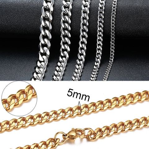 Cuban Chain Necklace Basic Punk Stainless Steel Curb Link Chain Chokers