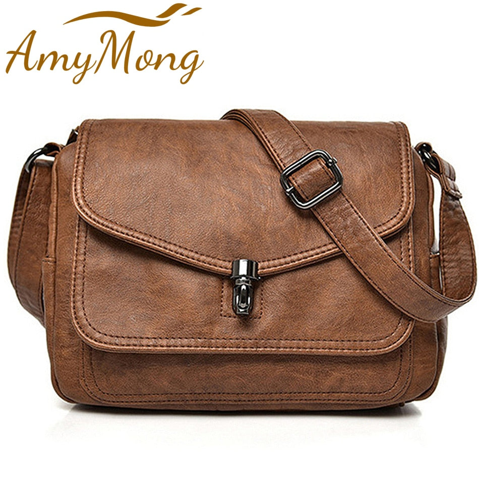 Fashion Leather Handbag Purses Female Retro Shoulder Crossbody Messenger Bag