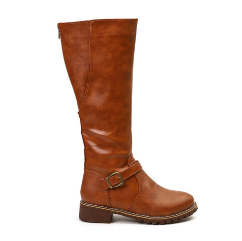 Women Knee High Boots Fashion Low Heels Square Platform Long Boot