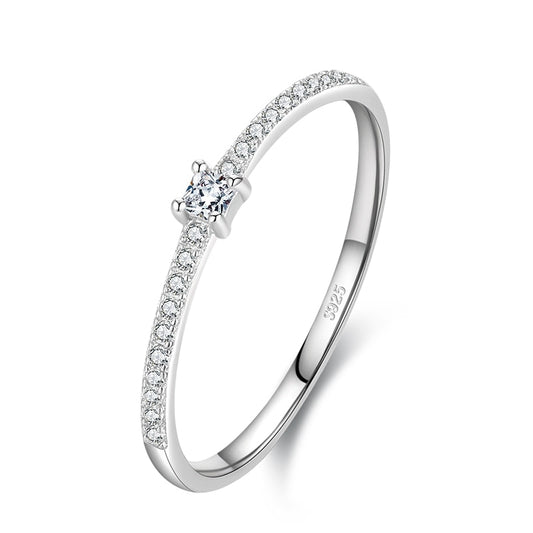 Simple Square Clear CZ Charm Gold Color Finger Rings