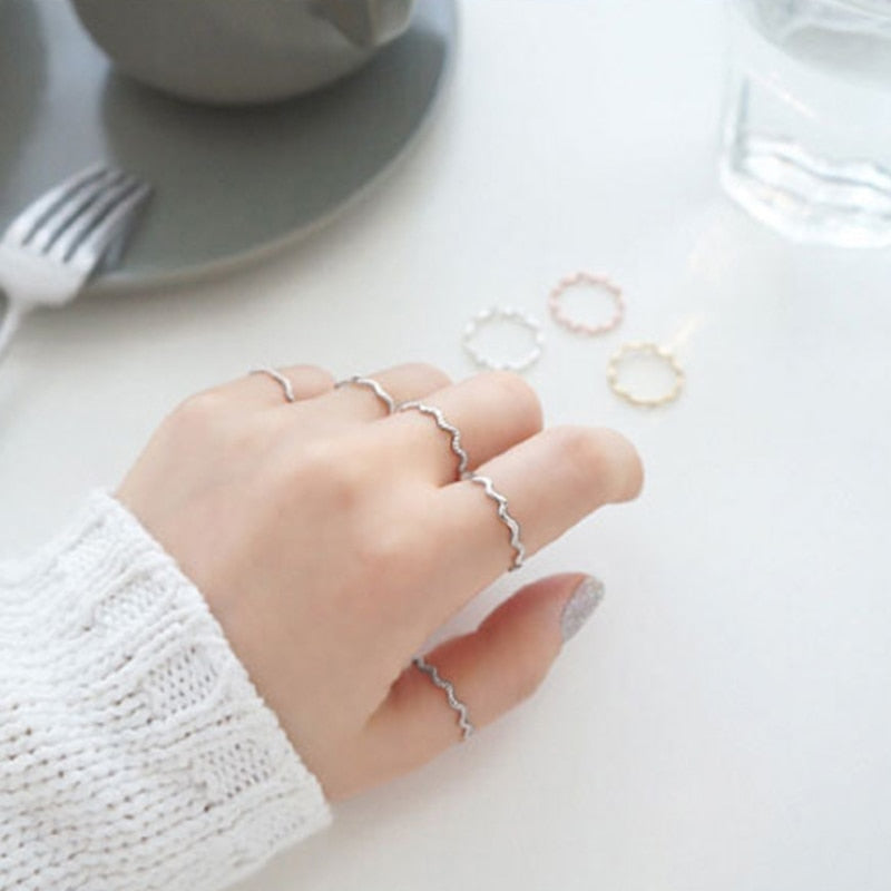 Finger Rings Rose Gold Simple Thin Line Curve Wave Wild Smooth