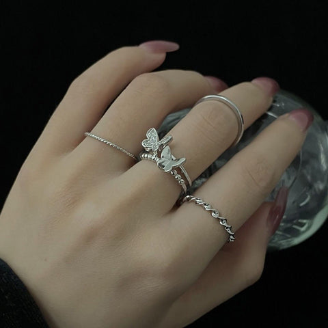 Rings Sets Resizeble for Women Aesthatic Grunge Vintage Open Ring