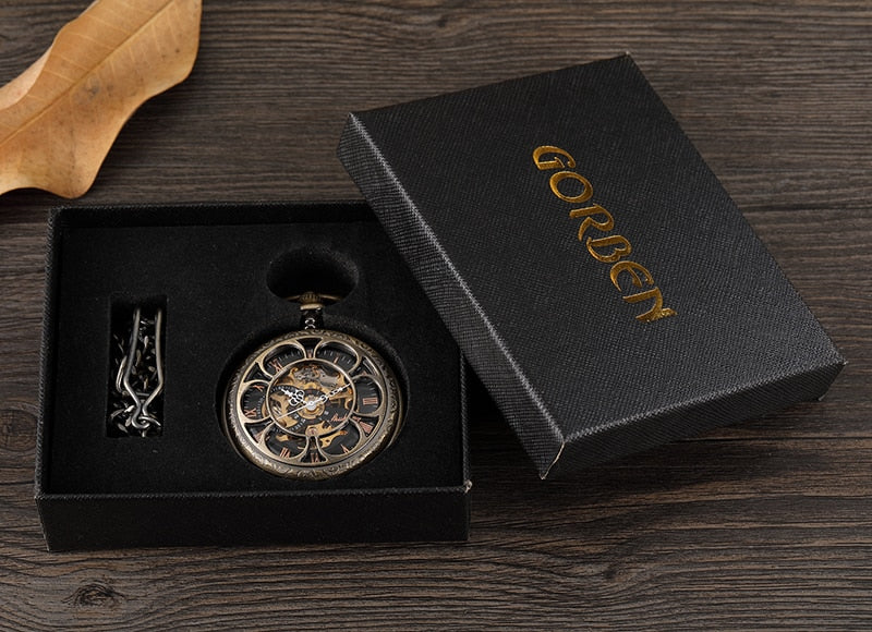 Bronze Mechanical Hand Wind Pocket Watches Roman Numeral