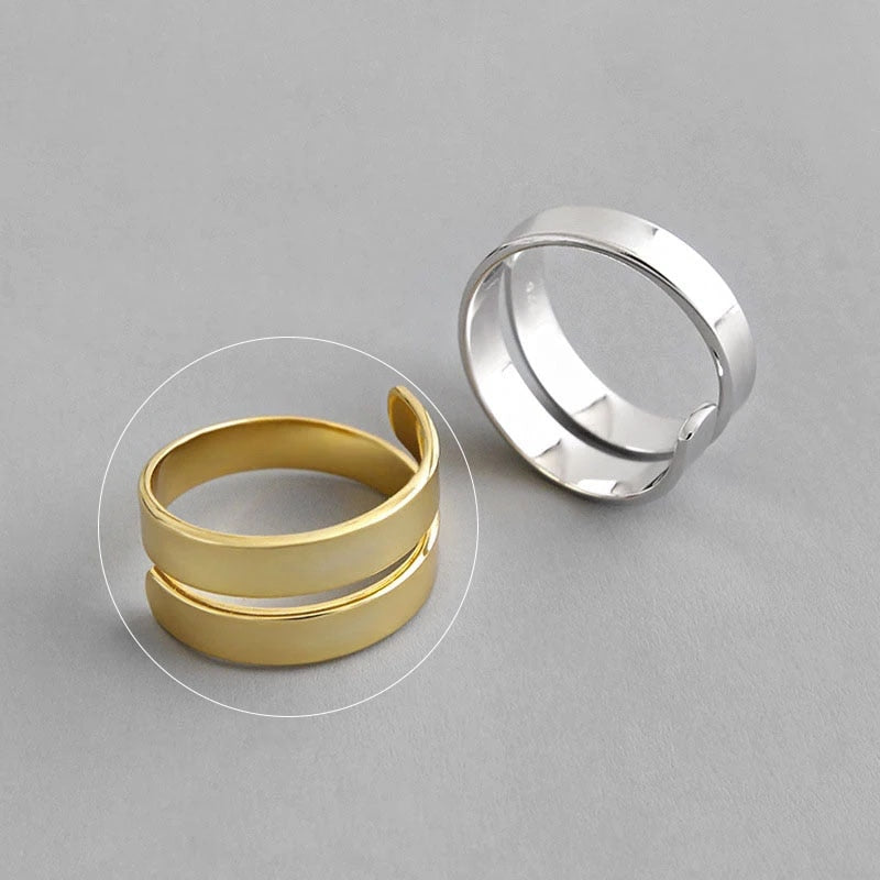 Charming Irregular Chain Geometric Rings Gold Open Rings