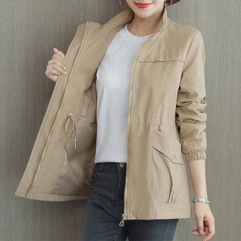 Double Layer Windbreaker Autumn Casual Slim Coat Fashion Plus Size