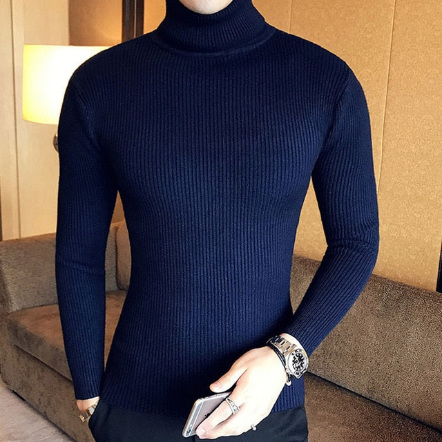 Men Turtleneck Sweaters and Pullovers Fashion Knitted Sweater