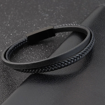 Special Luxury Style Leather Combination Splicing MenLeather Bracelet