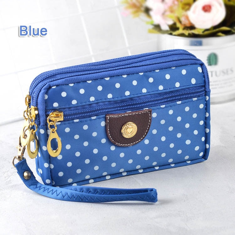 Fashion Women Wallets Small Handbags Canvas Dot Lady Zipper Moneybags