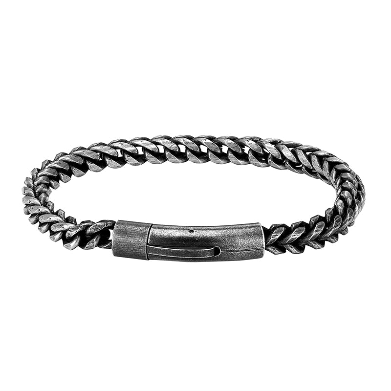 Vintage Chain Link Men Bracelet Handmade Punk Rock Stainless Steel