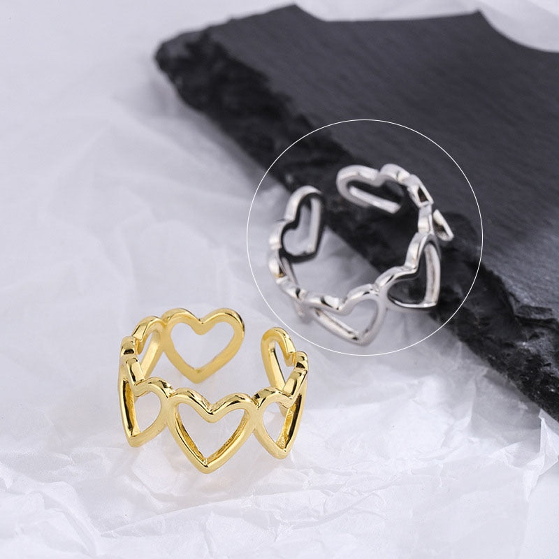 Charming Irregular Chain Geometric Rings Gold Open Rings