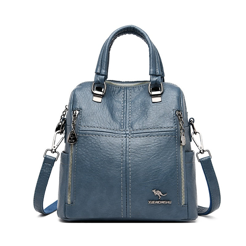 Leather Backpack Women Shoulder Multifunction Travel Backpack School Bags