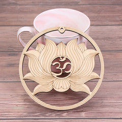 1PC Flower of Life Shape Wooden Wall Sign Laser Cut Non-slip Coaster Set