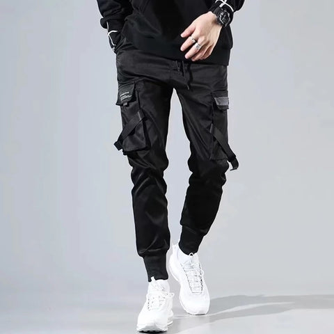 Harem Joggers Men Cargo Pants Streetwear Hip Hop Casual Pockets