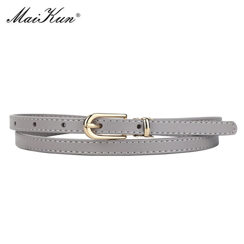 Women Belts Alloy Pin Buckle Genuine Leather Thin Belt Female Waistband
