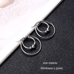 Stainless Steel Exaggerated Round Bead Hoop Earring