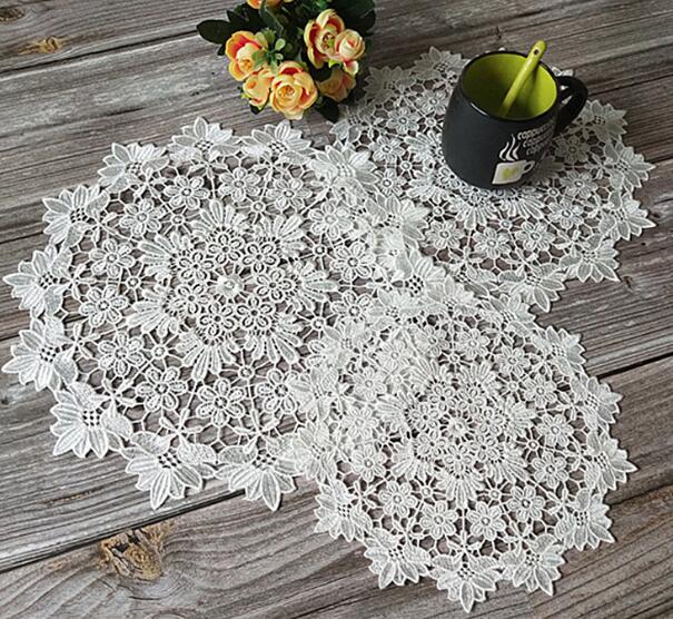 flower Lace Round Embroidery table place mat