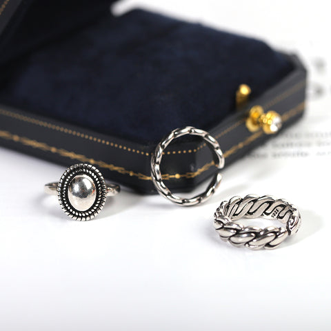 Silver Rings Couples Accessories INS Fashion Vintage Twist Design Round Shape