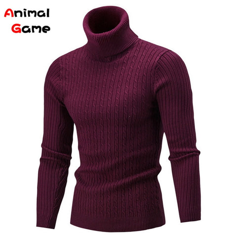 Turtleneck Sweater Casual MenWarm Knitted Sweater Keep Warm