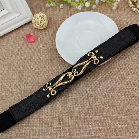 63cm Female Fashion Thin Elastic Stretch Waistband Crystal Bow Belt