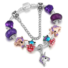 Vintage Silver Color Charms Bracelets Beads Brand