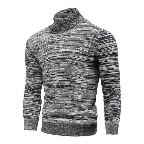 Turtleneck Cotton Slim Knitted Pullovers Men Solid Color Casual Sweaters