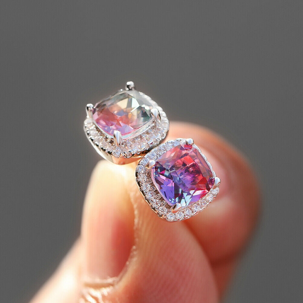 Flower Crystal Temperament Geometric Shiny Zircon Earrings Statement Earrings