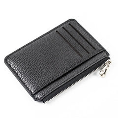 Men Wallet Solid Color Textured Pu Zipper Card Holder Mini Coin Purse