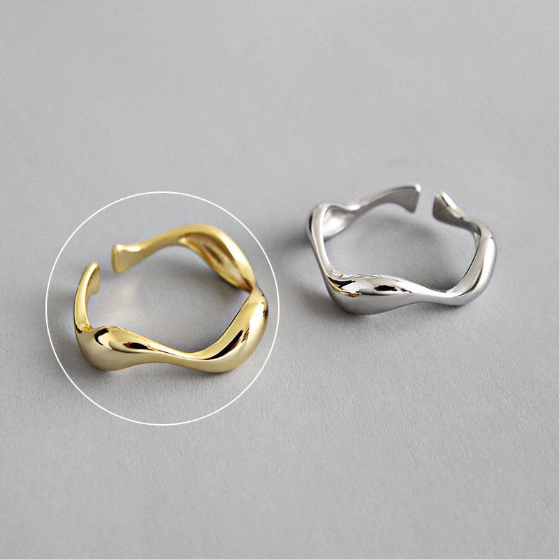 Charming Irregular Chain Geometric Rings Gold Open Rings