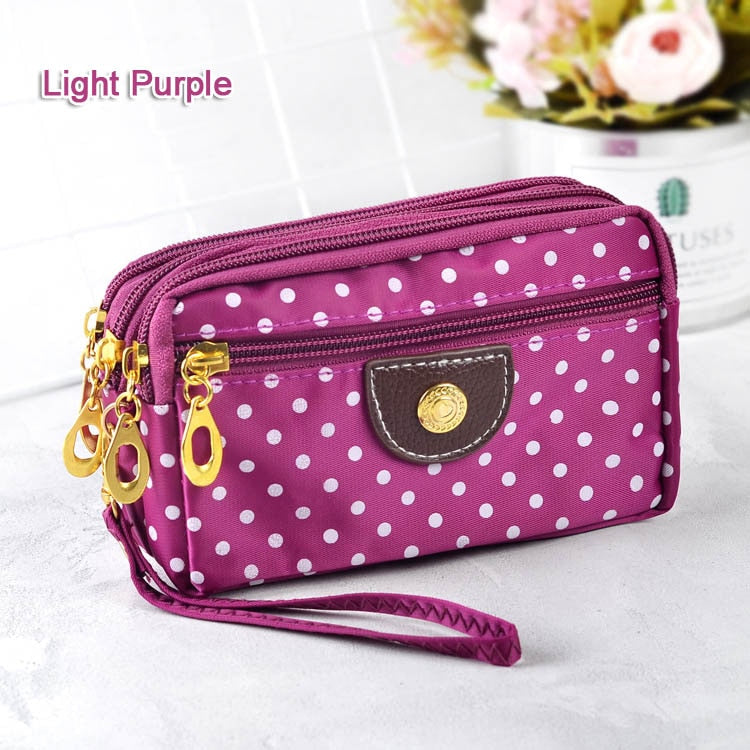 Fashion Women Wallets Small Handbags Canvas Dot Lady Zipper Moneybags