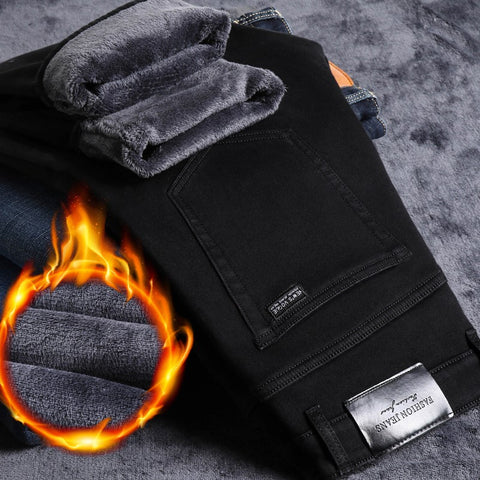 Jeans Brand Warm Flocking Warm Soft  Men Activities Warm Fleece