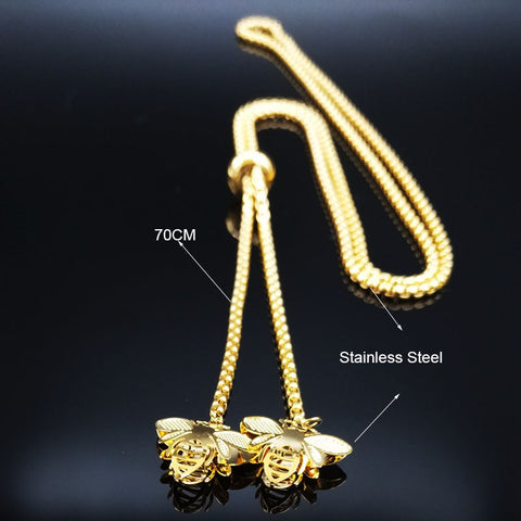 Fashion Bee Stainless Steel Long Necklace