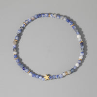 Fashion Bead Anklet Elasticity Adjustable Natural Stone Blue Spotted Stone Beach