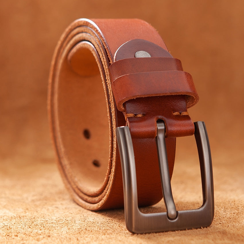 Leather Cowhide Belt Fashion Genuine Leather Men Belt Alloy Buckle Strap