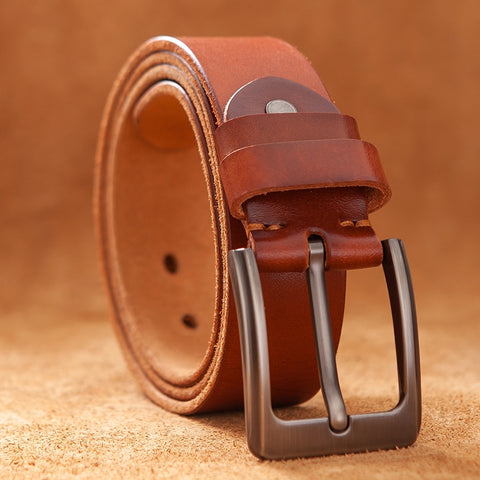 Leather Cowhide Belt Fashion Genuine Leather Men Belt Alloy Buckle Strap