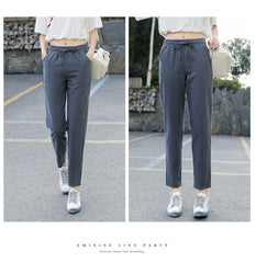 Women's Pants Cotton Trousers Casual Harem Pants Solid Loose Ankle Length Pants