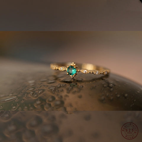 Fashion Tail Ring Women Plating Simple Design Inlaid Emeralds Jewelry Accessories