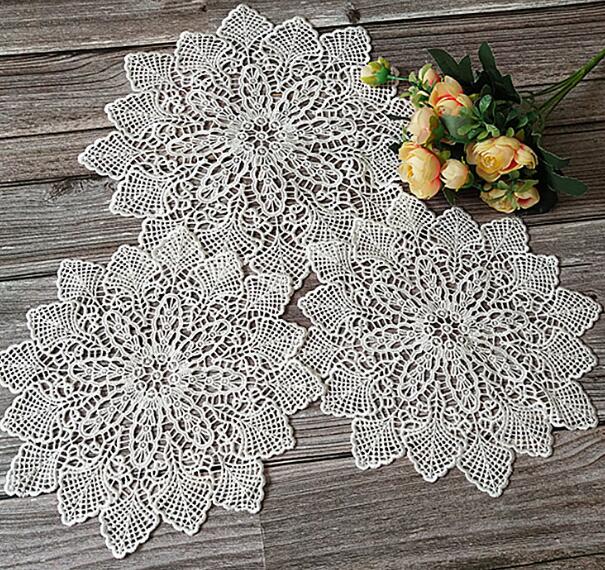 flower Lace Round Embroidery table place mat